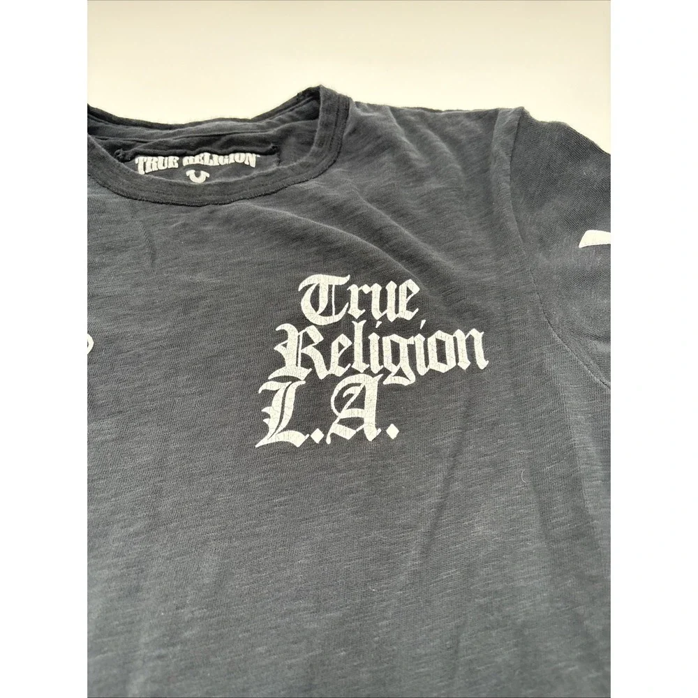 True Religion‎ T-shirt Mens Size XL Black LA California Cotton Multi Crew Tee